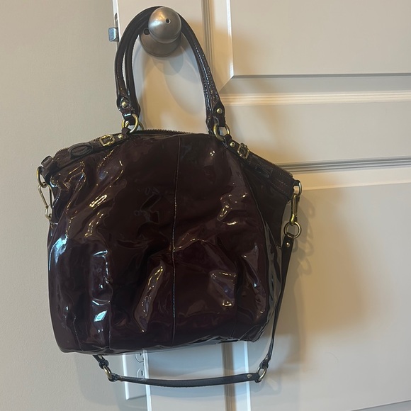 Coach Burgundy Patent Leather Tote - Picture 2 of 6